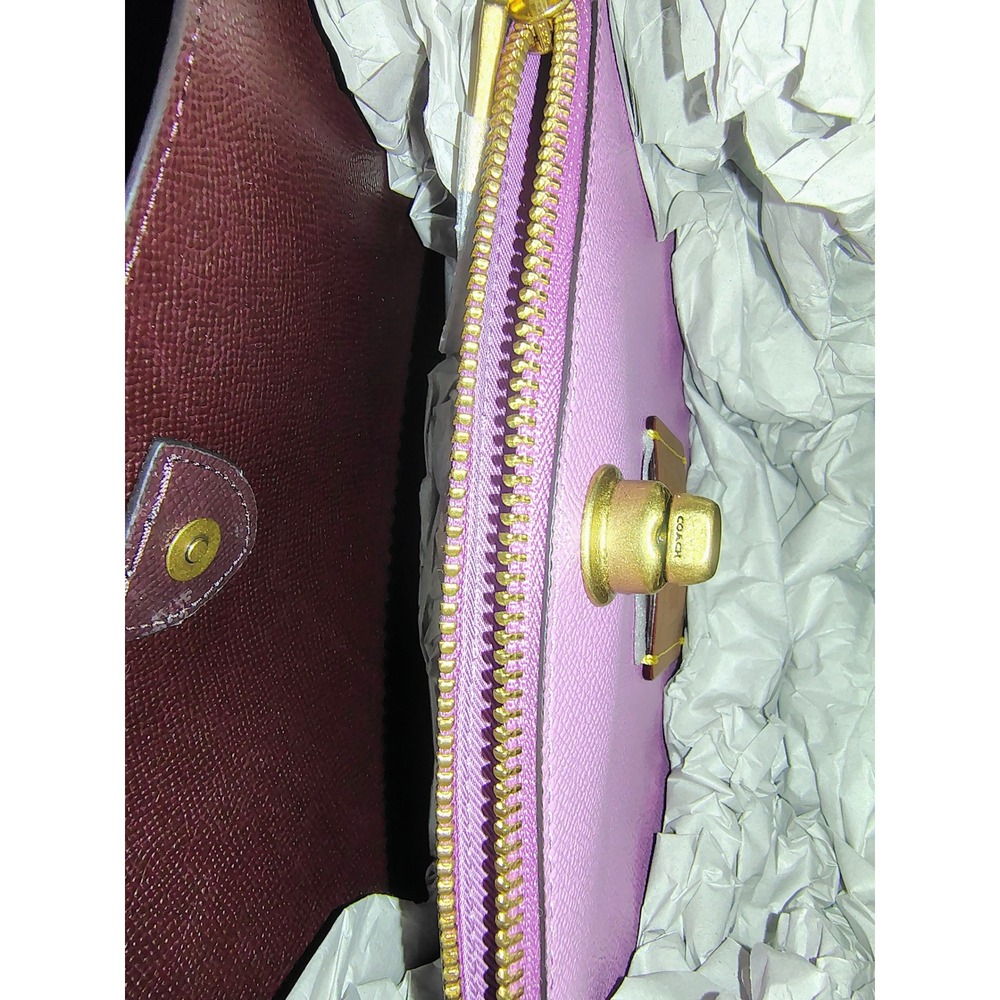 NWT Coach Willow Shoulder Bag Deep Berry Pebble Leather C2590 Crossbody Purple - Picture 4 of 11